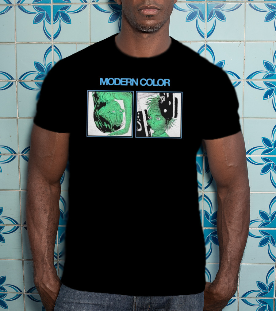 MODERN COLOR FORTRESS Anime Abstract Green Portraits T-Shirt