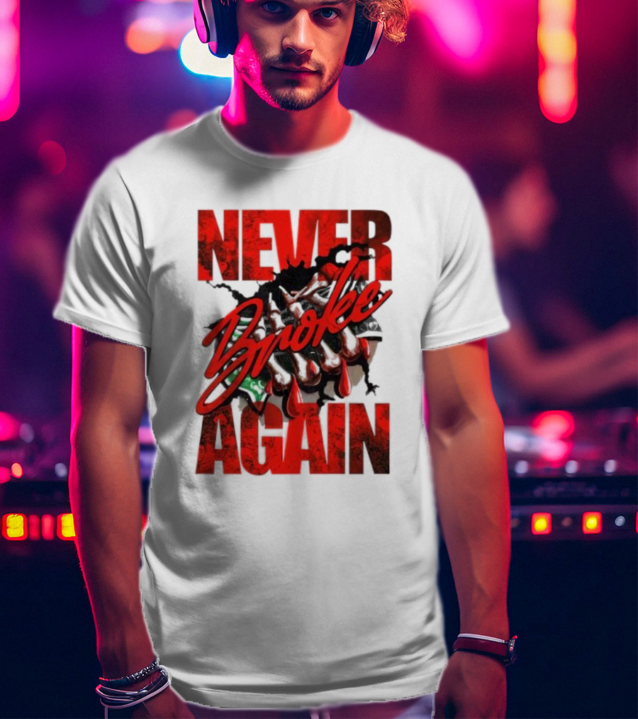 Never Broke Again Red Dripping With Money Seafoam Highlights T-Shirt