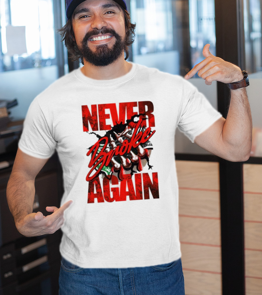 Never Broke Again Red Dripping With Money Seafoam Highlights T-Shirt