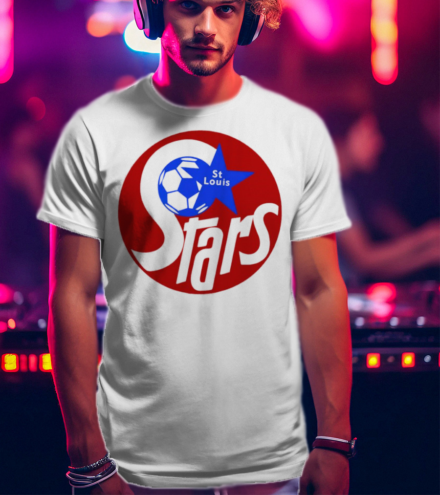 St Louis Stars Soccer 1977 NASL Classic Logo With Soccer Ball And Blue Star T-Shirt