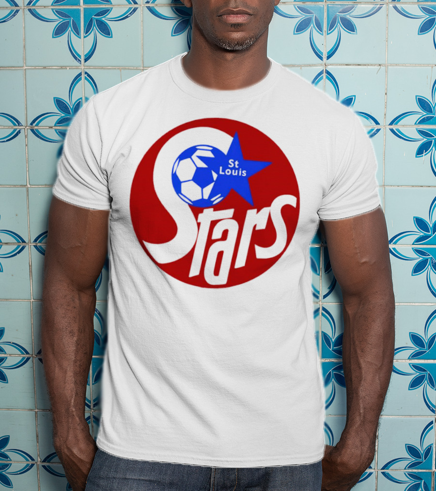 St Louis Stars Soccer 1977 NASL Classic Logo With Soccer Ball And Blue Star T-Shirt