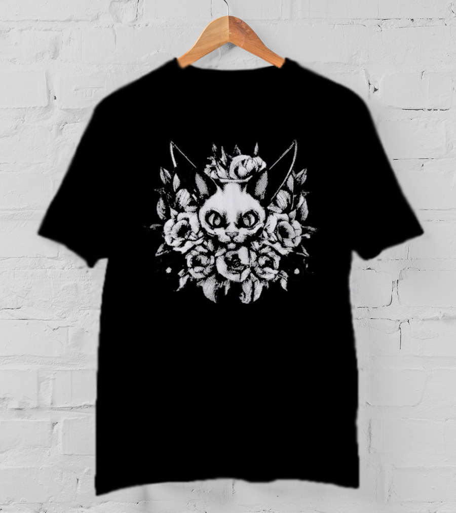 Cat Surrounded By Knives And Flowers T-Shirt