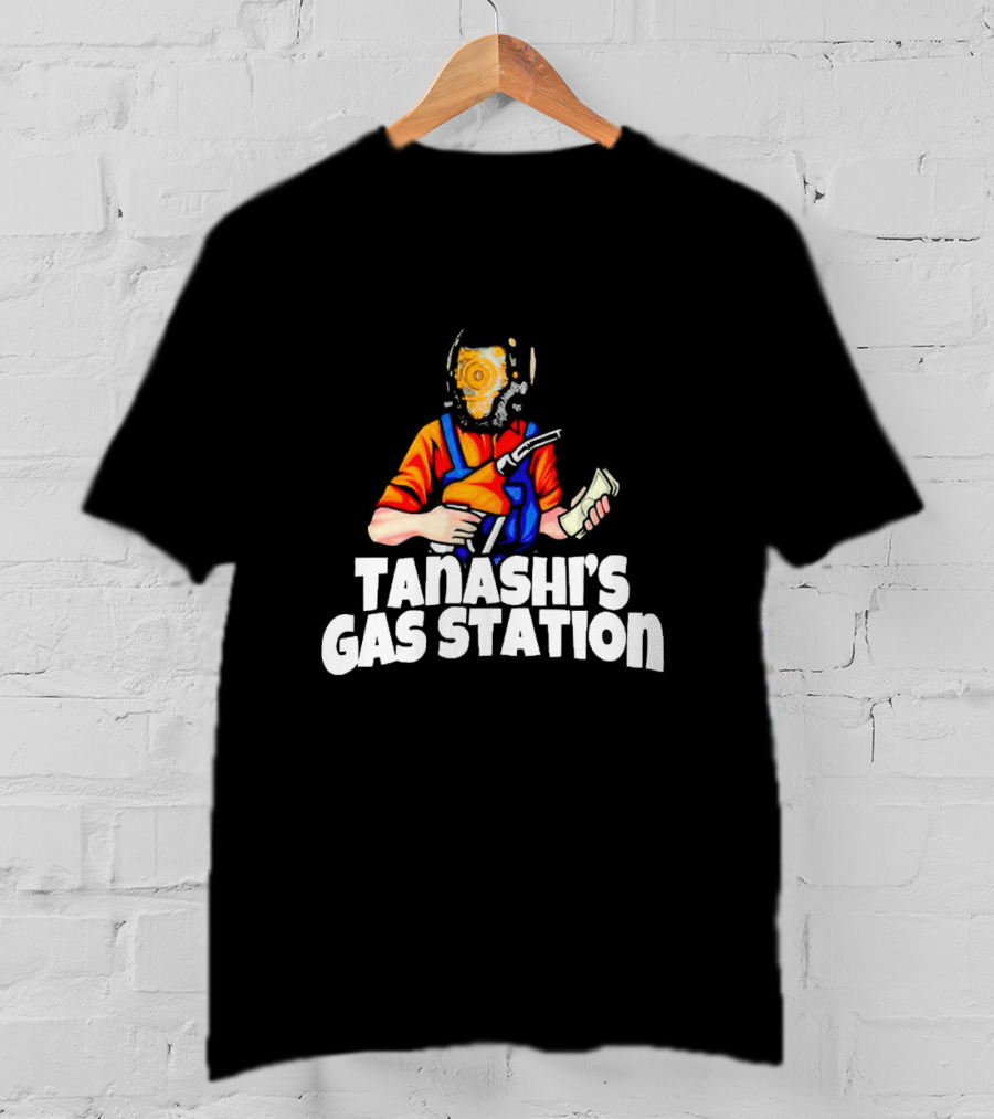 Tanashi’s Gas Station Attendant With Retro Helmet And Orange Uniform Holding Fuel Pump And Money T-Shirt