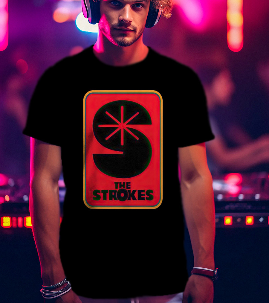 The Strokes Retro Logo Red Black Starburst T-Shirt