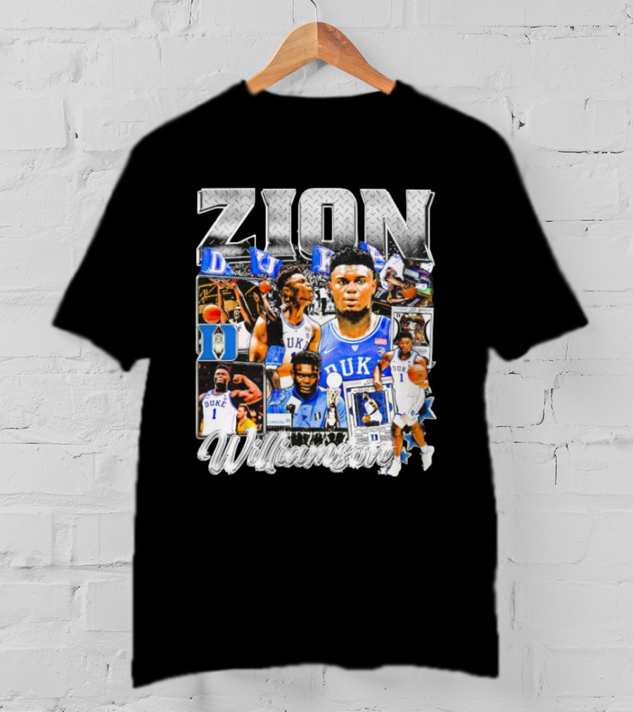 Zion Williamson Duke Blue Devils Collage Basketball Highlights T-Shirt