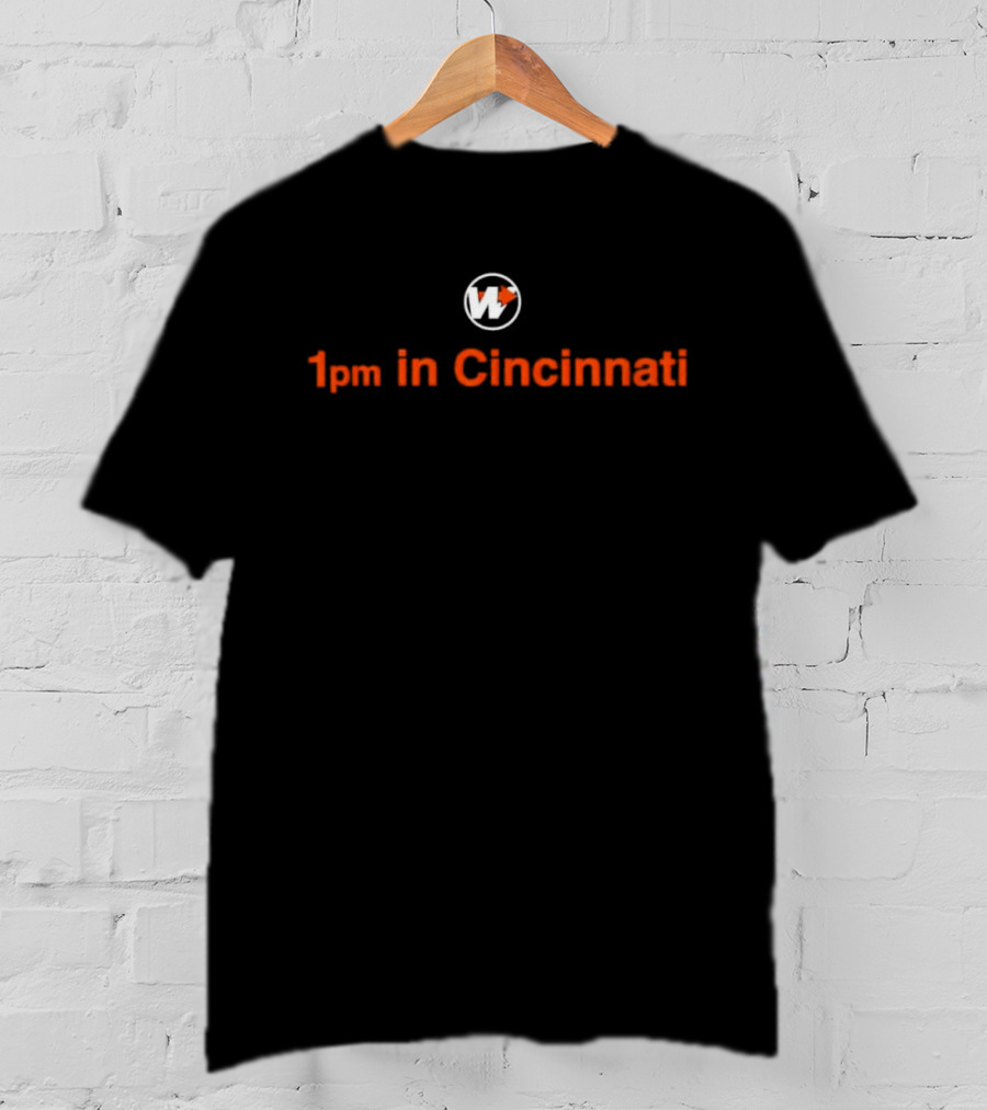 1pm In Cincinnati Football Motif With Tiger-Themed Emblem T-Shirt