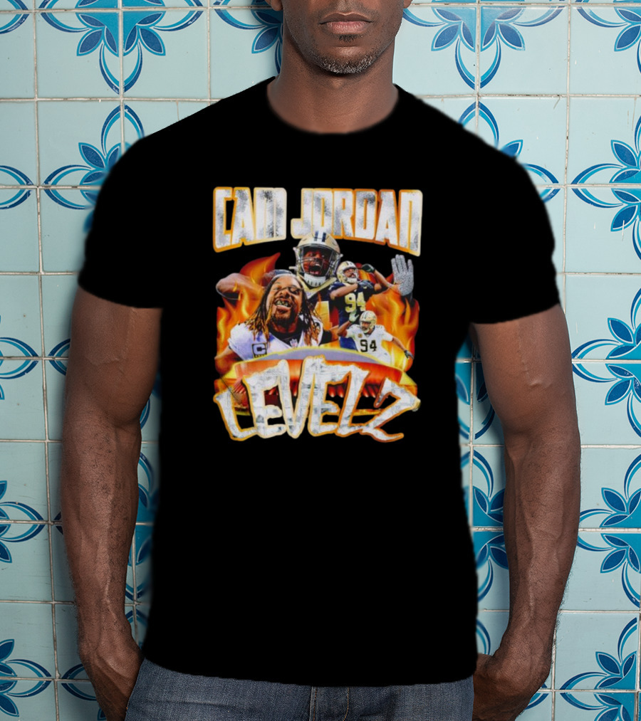 Cam Jordan Levelz Football Flames Action 94 T-Shirt