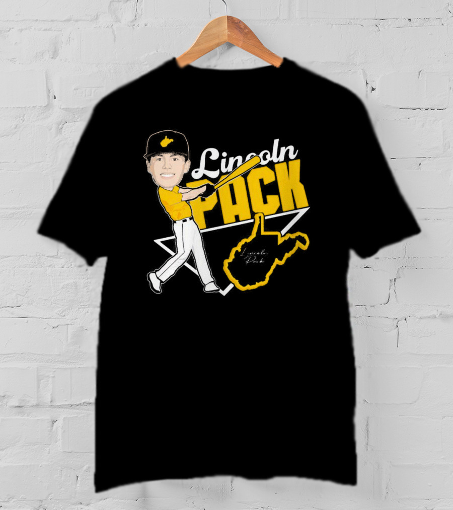 Lincoln Pack Baseball Caricature With Signature And West Virginia T-Shirt