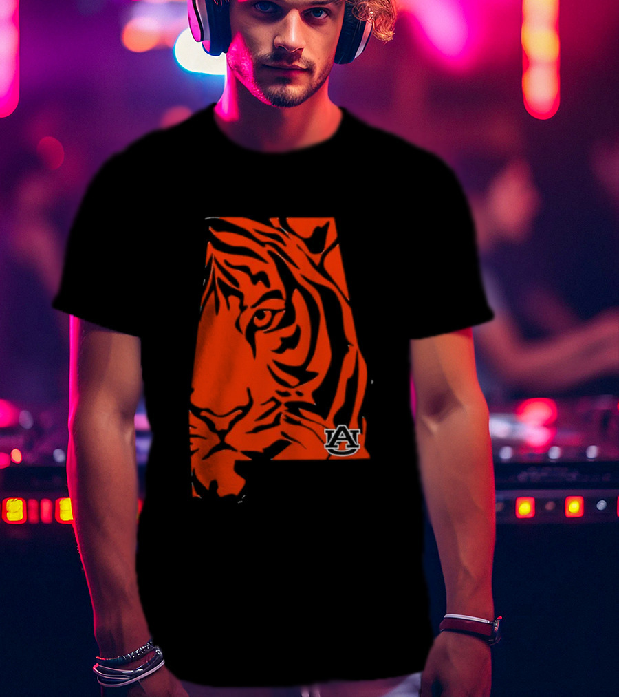 Auburn Tigers A Logo With Striped Tiger Face T-Shirt