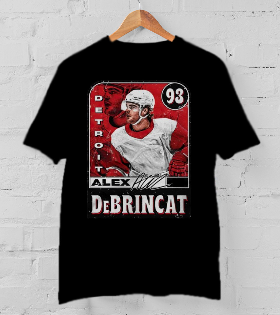 Detroit Alex DeBrincat 93 Card Red And White Hockey T-Shirt