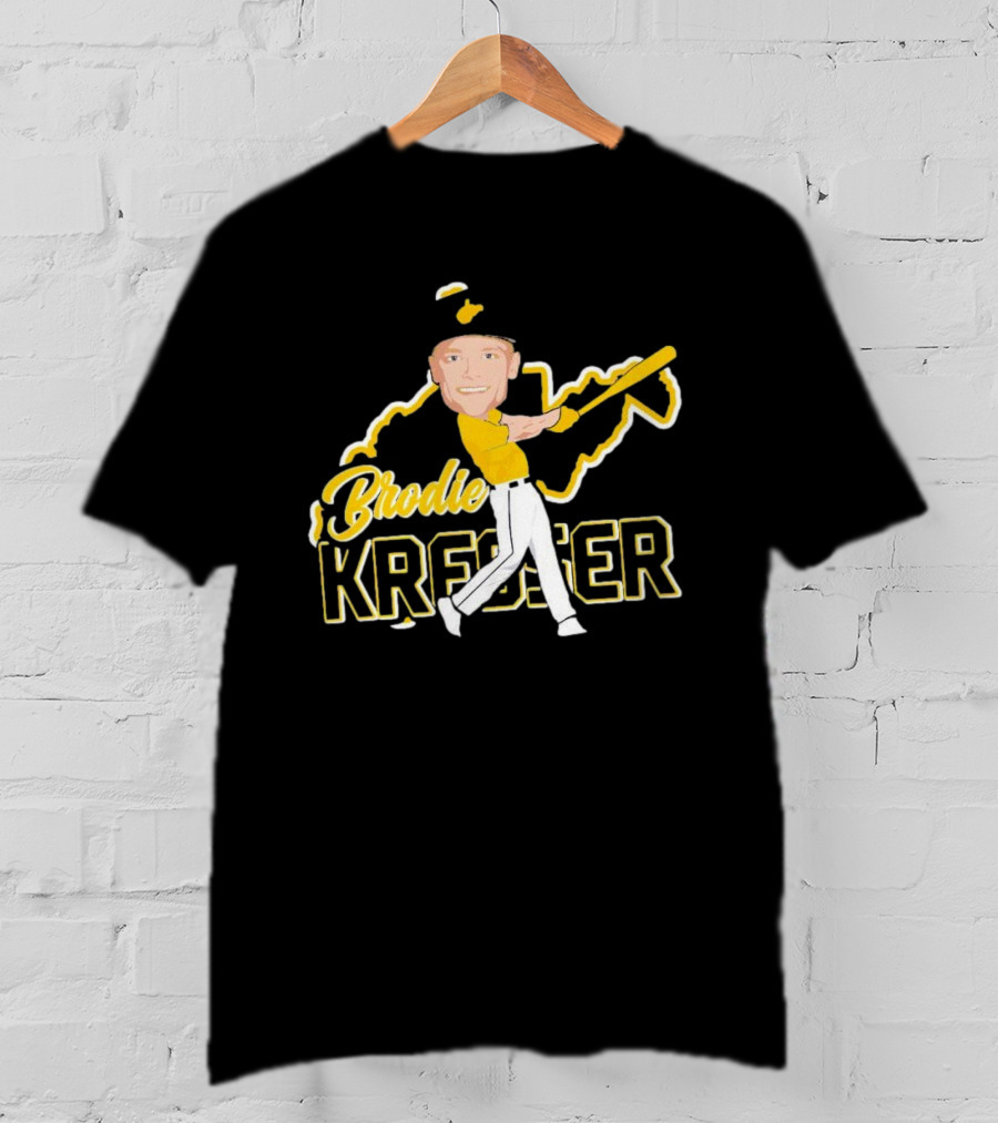 Brodie Kresser Caricature Signature Baseball Player With Bat And Outline T-Shirt