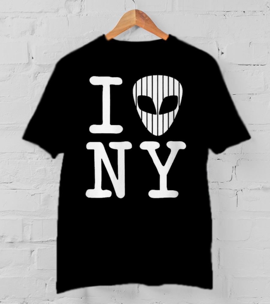I Alien NY Alien Head Baseball Stripes T-Shirt