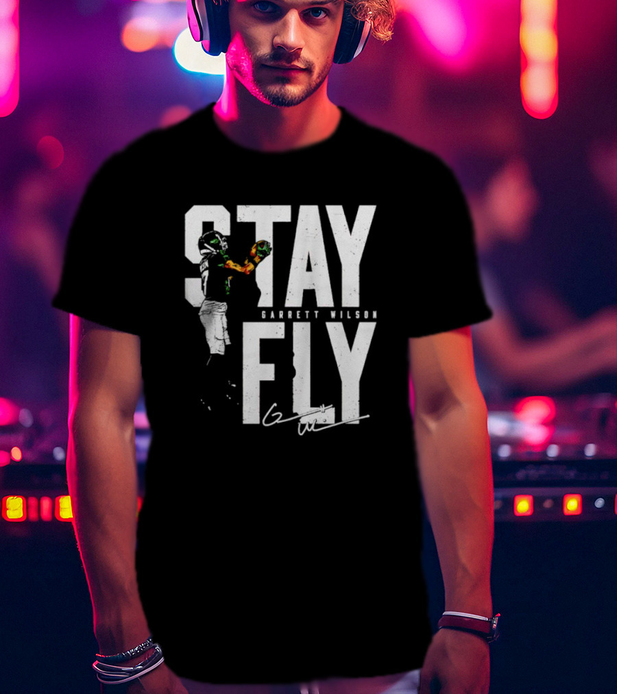 Garrett Wilson Stay Fly New York Jets Signature Catch T-Shirt