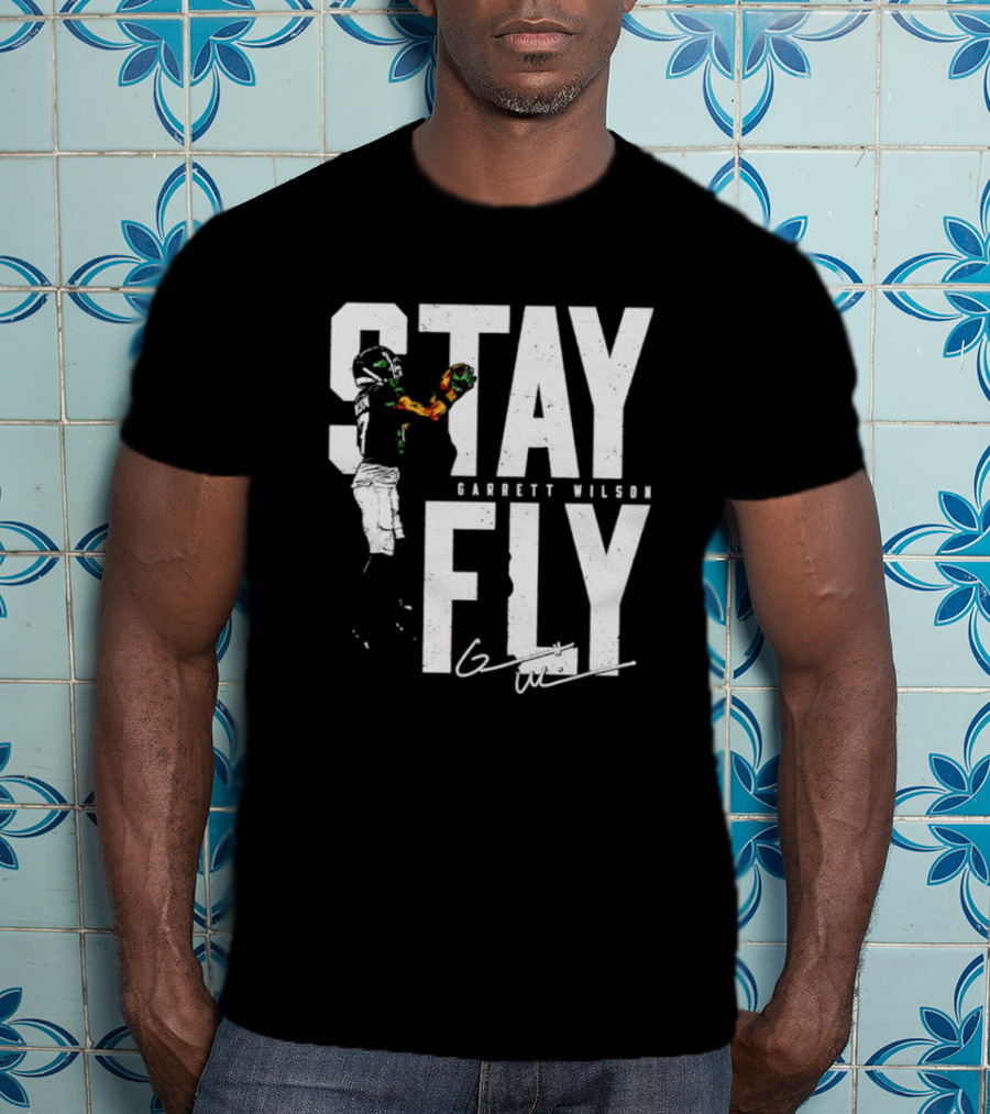 Garrett Wilson Stay Fly New York Jets Signature Catch T-Shirt