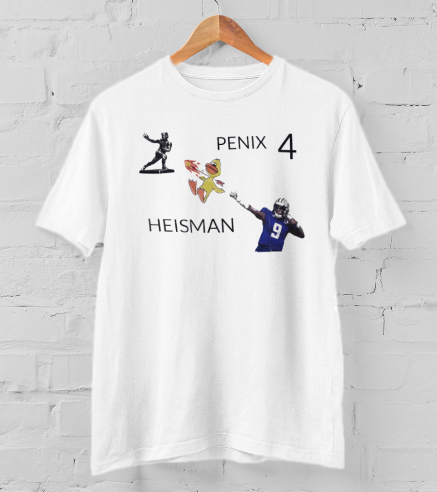 Penix 4 Heisman Football Player Number 9 With Trophy And Mascot Image T-Shirt