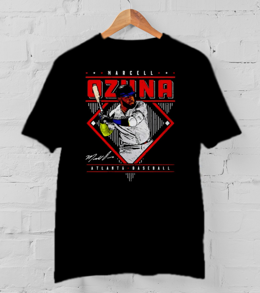 Marcell Ozuna Atlanta Baseball Diamond Graphic Signature T-Shirt