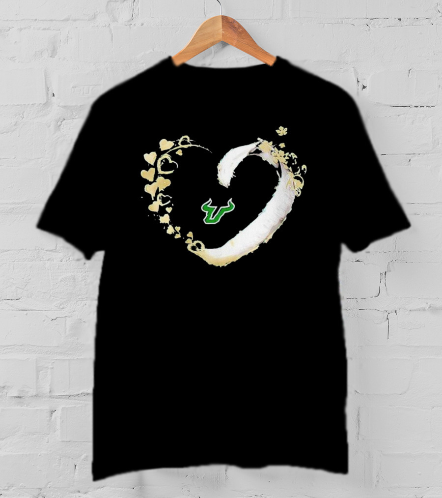 South Florida Bulls University Team Logo Heart T-Shirt