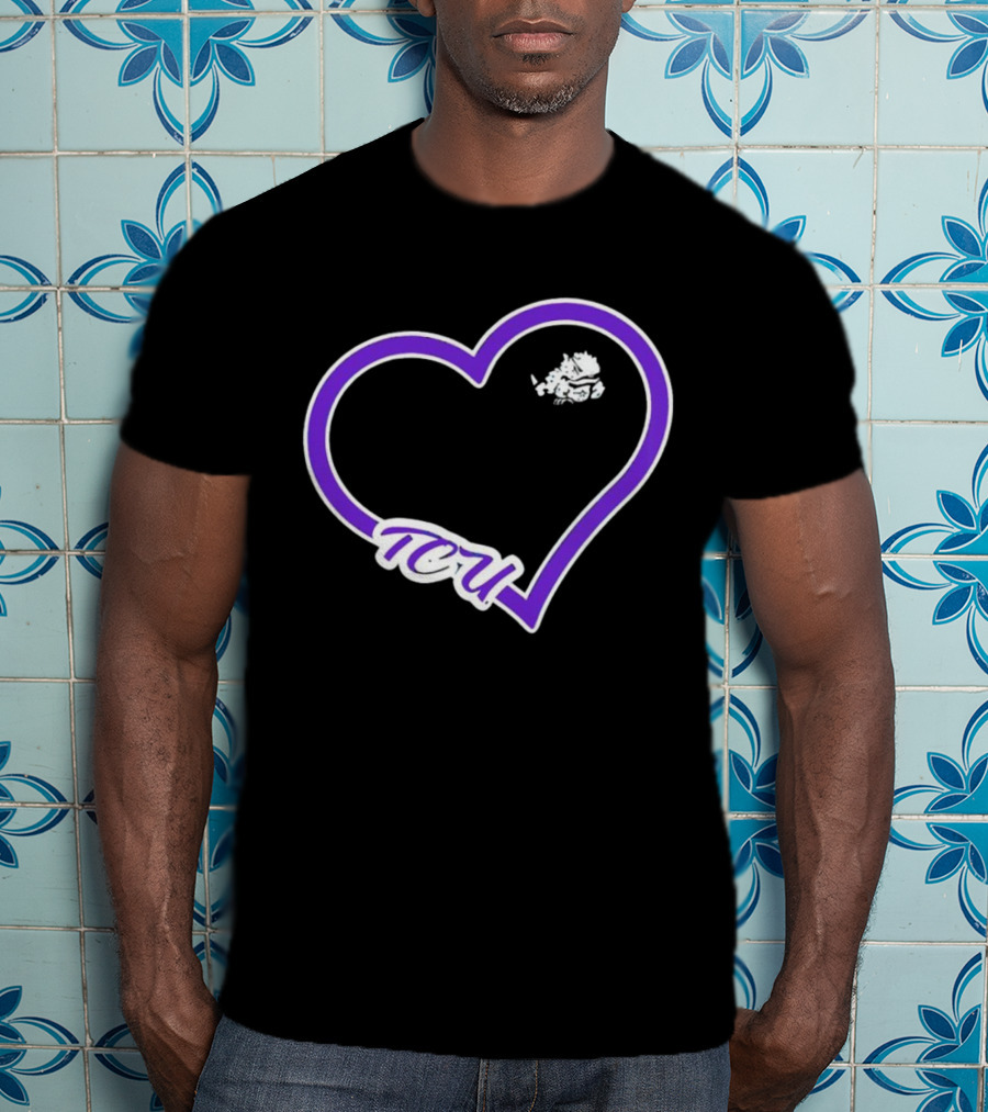 TCU Horned Frogs Purple Heart Outline T-Shirt