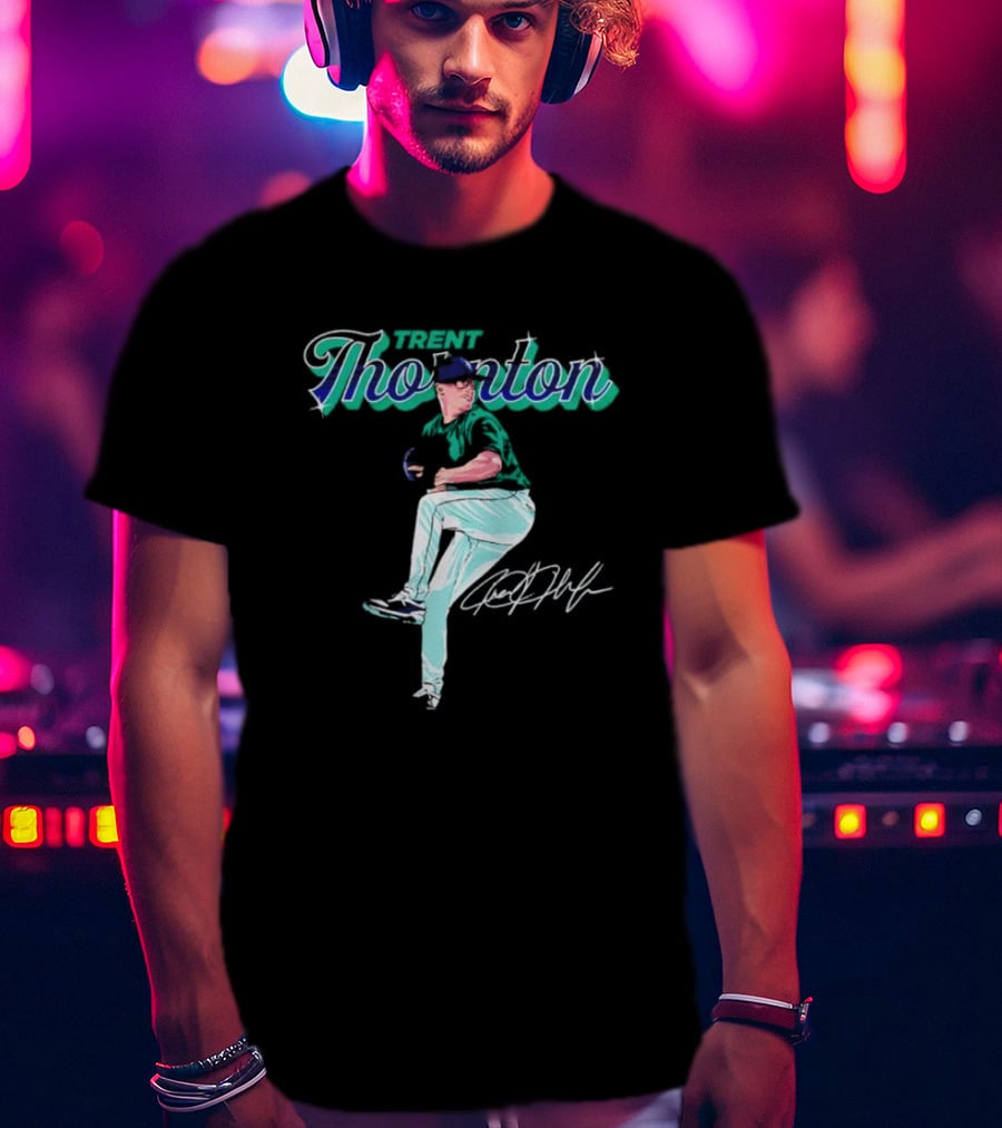 Trent Thornton Pitching Seattle Mariners Baseball Signature T-Shirt