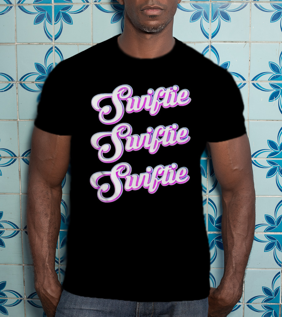 Triple Swiftie Groovy 80’s Style Retro Pink Typography T-Shirt