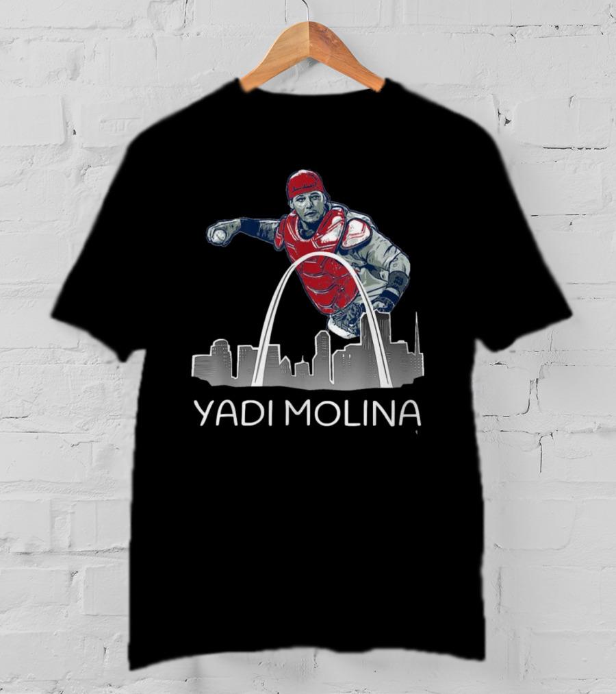Yadi Molina St. Louis Skyline Arch Baseball T-Shirt