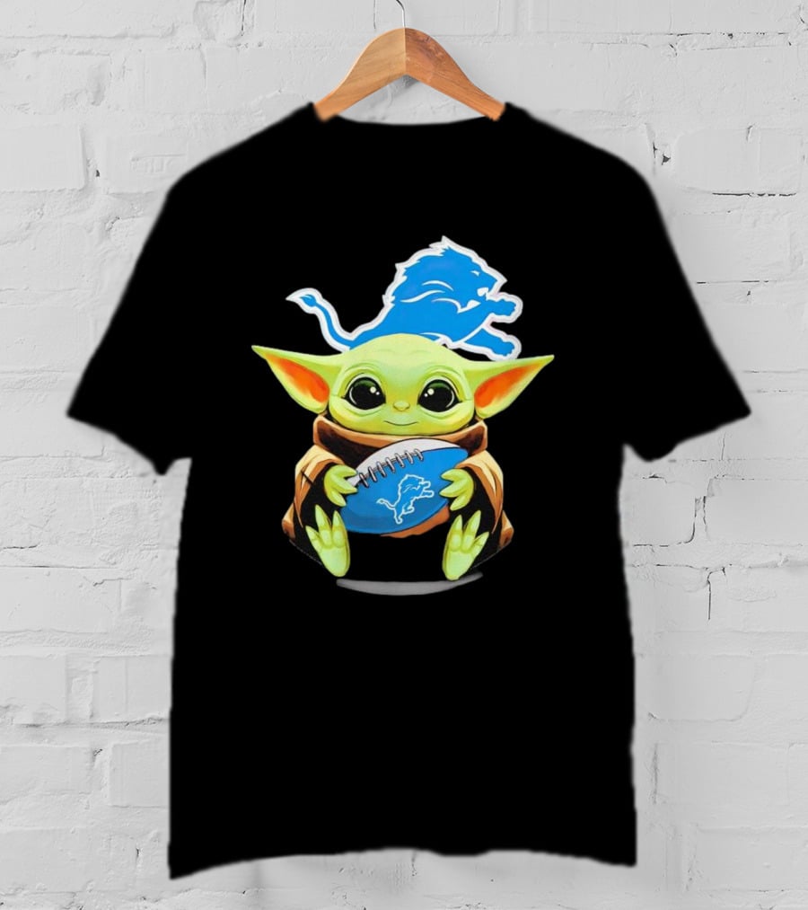 Baby Yoda Detroit Lions Football Fan T-Shirt