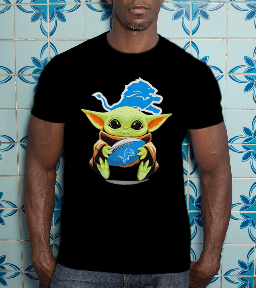 Baby Yoda Detroit Lions Football Fan T-Shirt
