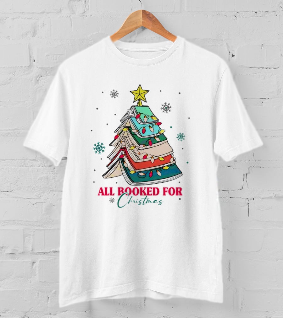 All Booked For Christmas Tree With Books And Lights T-Shirt