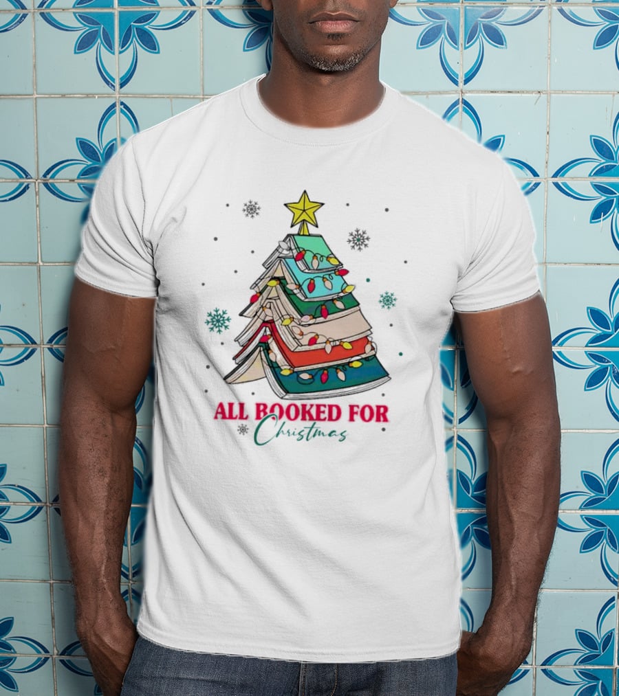 All Booked For Christmas Tree With Books And Lights T-Shirt