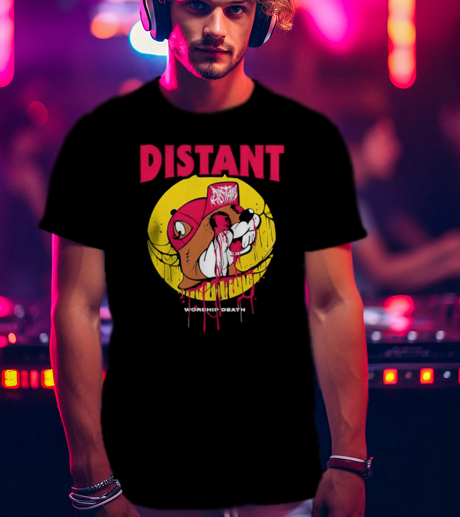Distant Worship Death Melting Dog Graffiti Hat T-Shirt