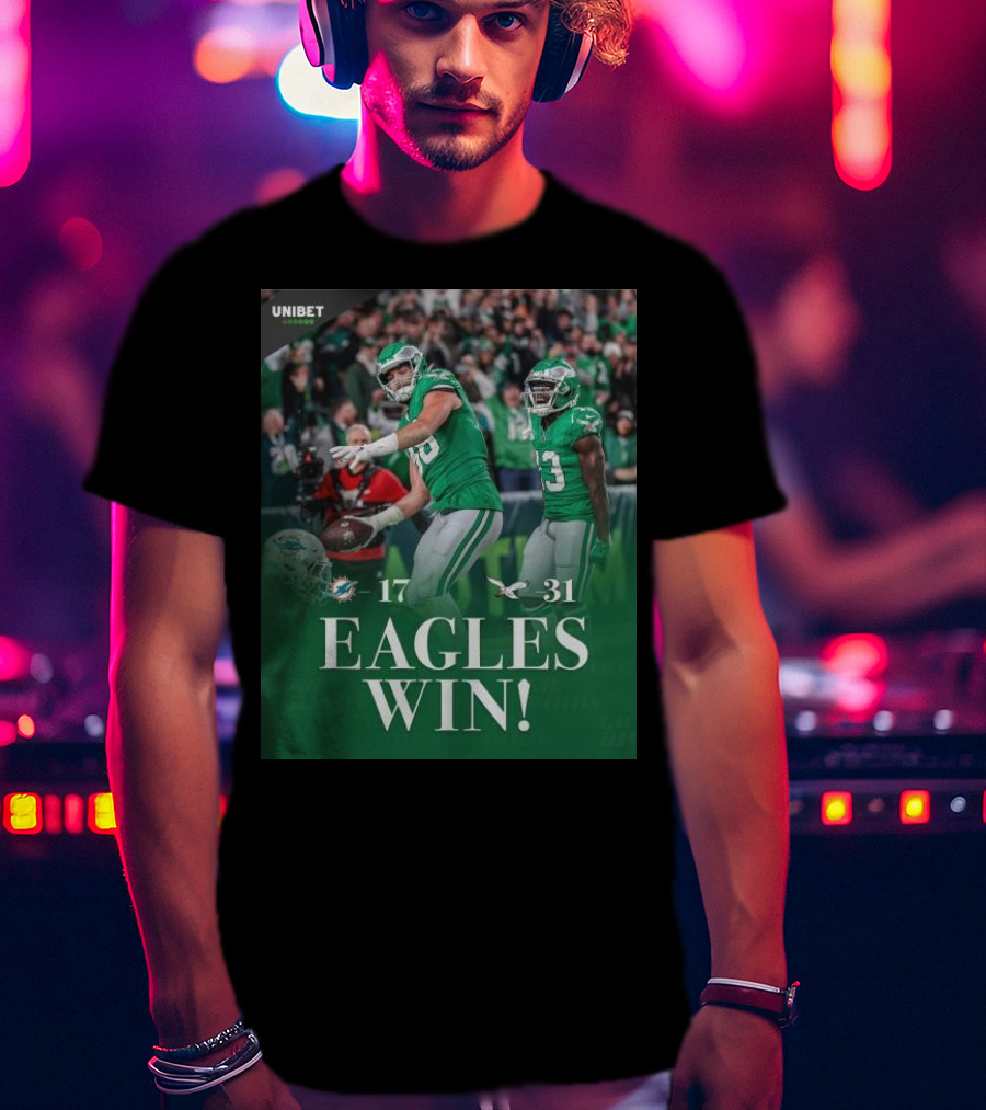 Eagles Win Over Dolphins 31-17 NFL Game Unibet Sports Highlight T-Shirt