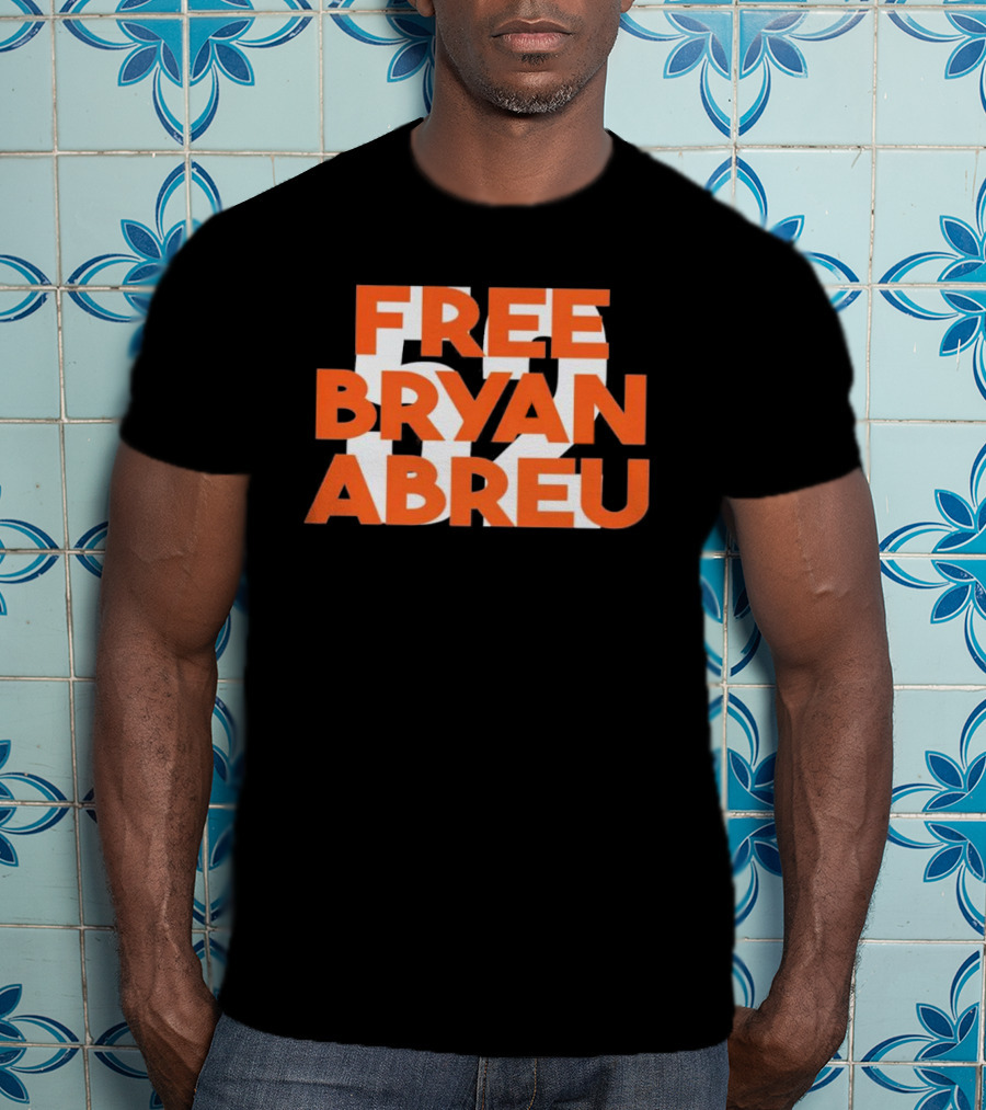 Free Bryan Abreu 52 Bold Orange Text T-Shirt