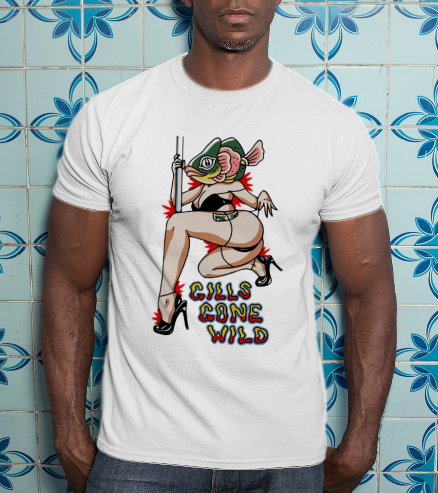 Gills Gone Wild Fish-Headed Dancer On Pole T-Shirt