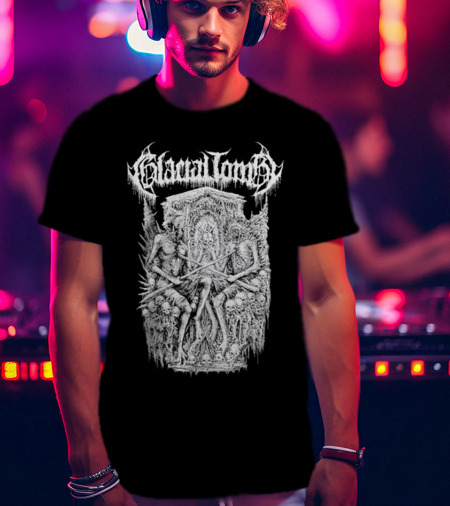 Glacial Tomb Skeletal Throne Of Skulls And Bones T-Shirt