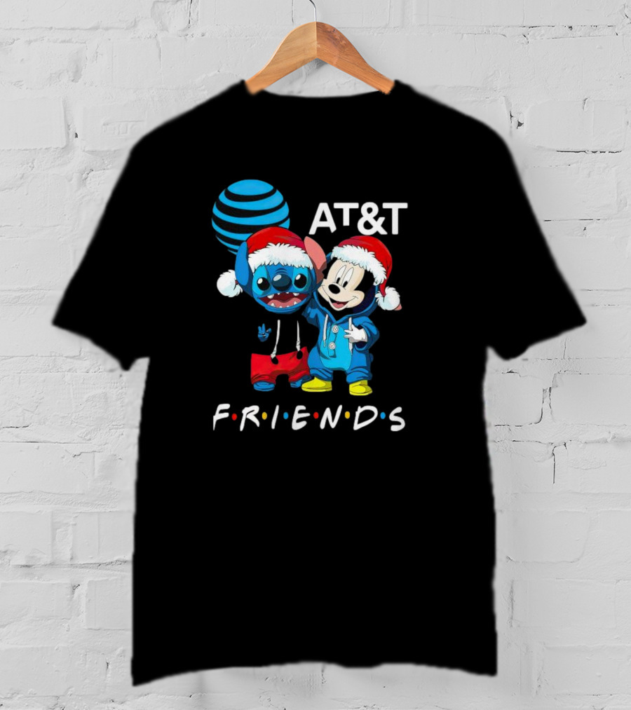 AT&T Christmas Friends Stitch And Mickey Mouse Holiday Cheer T-Shirt
