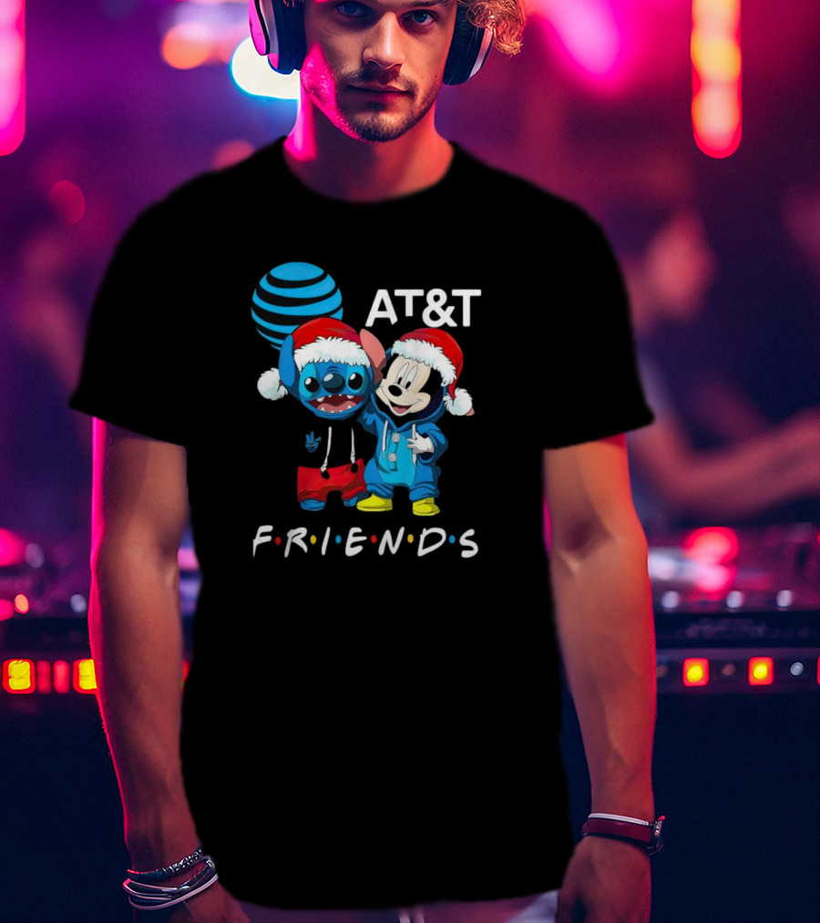 AT&T Christmas Friends Stitch And Mickey Mouse Holiday Cheer T-Shirt
