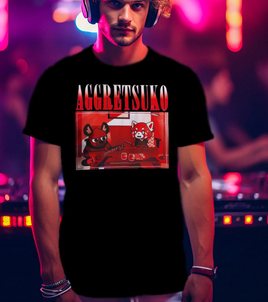 Aggretsuko Haida Couch Red Panda Rock Guitar Scene T-Shirt