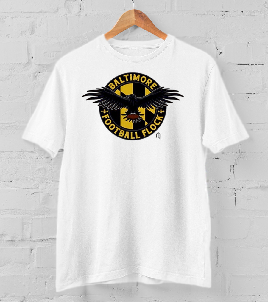 Baltimore Football Flock Raven Maryland Flag Crest T-Shirt