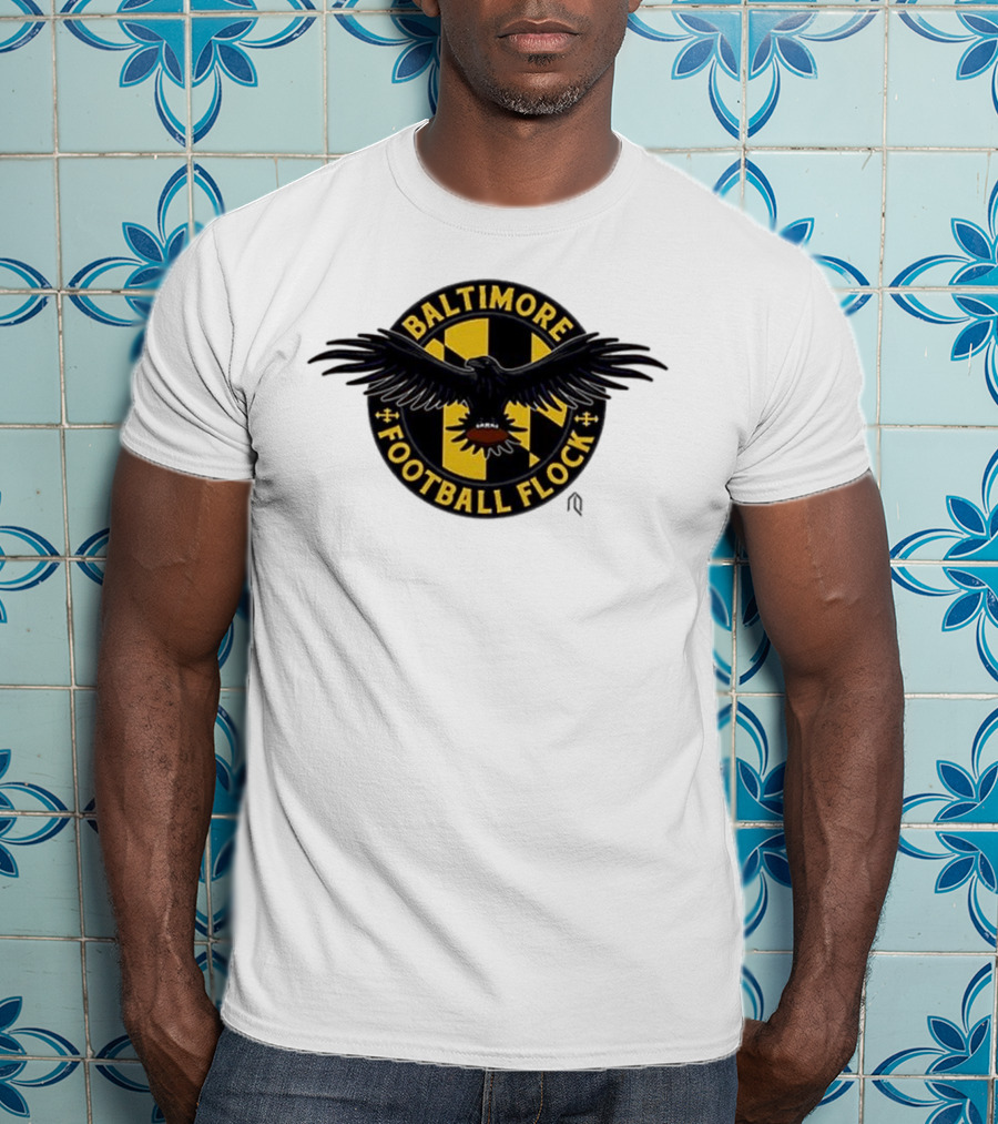 Baltimore Football Flock Raven Maryland Flag Crest T-Shirt