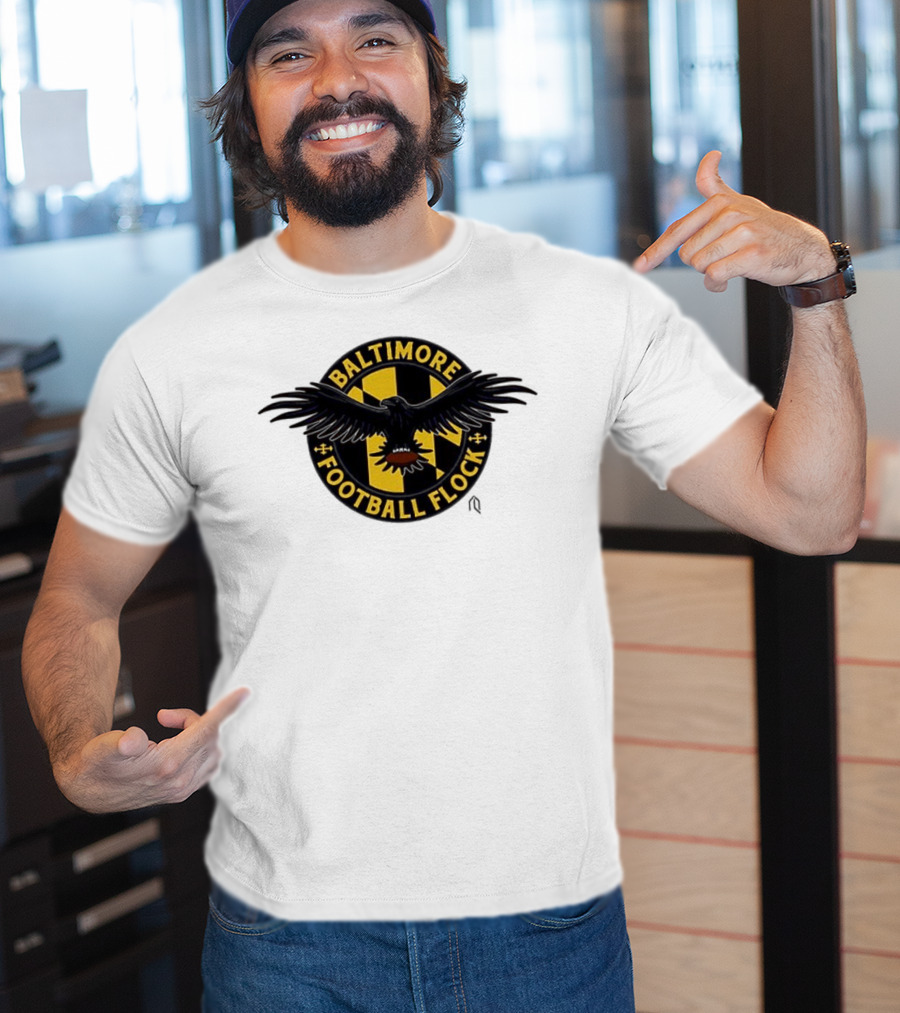 Baltimore Football Flock Raven Maryland Flag Crest T-Shirt