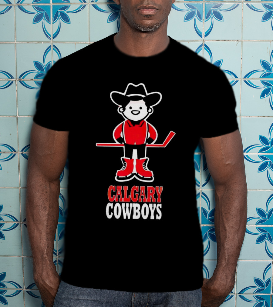 Calgary Cowboys Hockey Player In Cowboy Hat And Boots T-Shirt