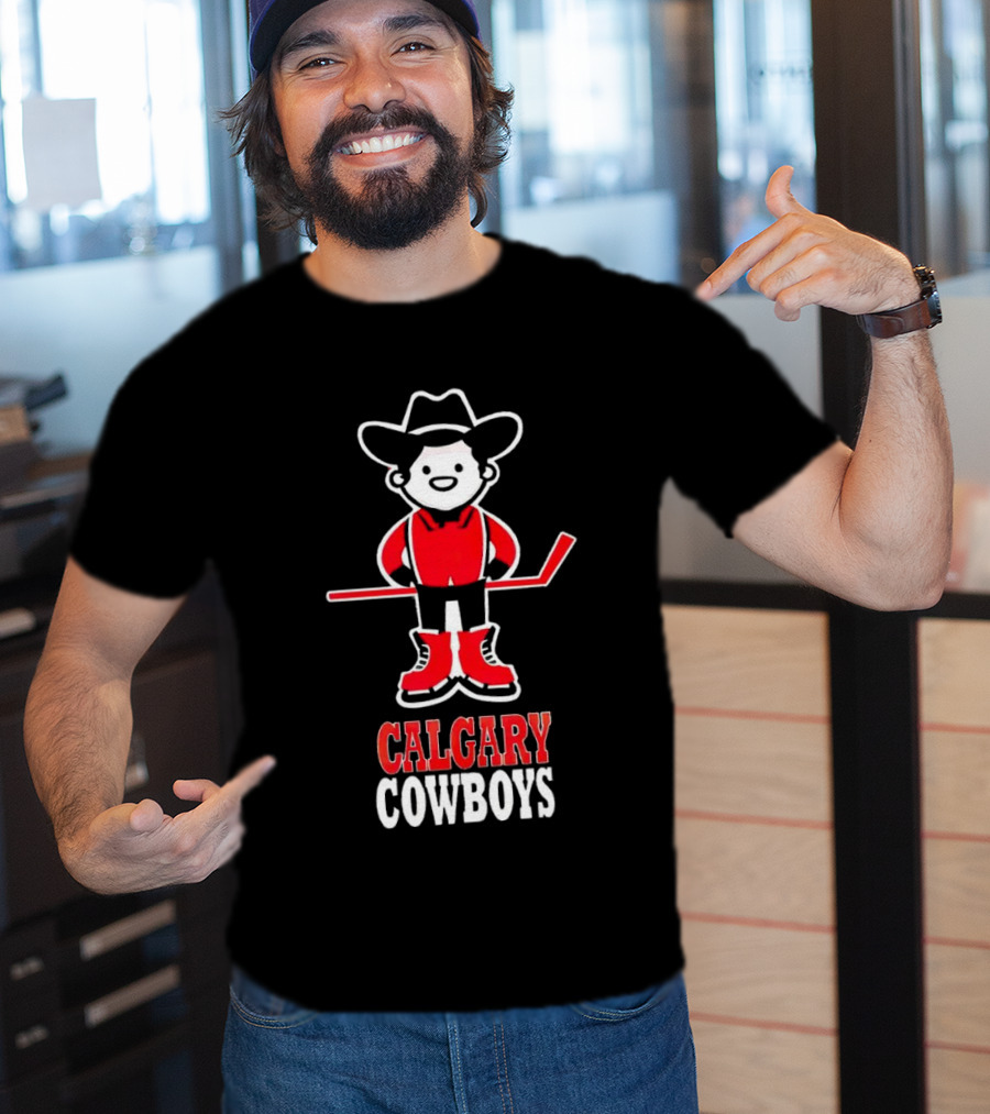 Calgary Cowboys Hockey Player In Cowboy Hat And Boots T-Shirt