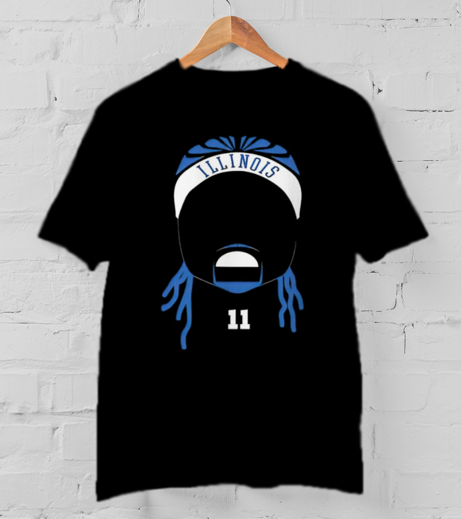 Dee Illinois Number 11 Basketball Icon Headband T-Shirt