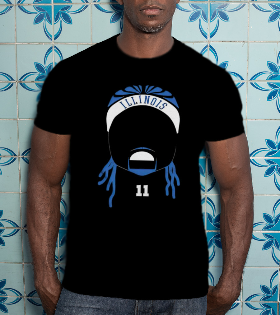 Dee Illinois Number 11 Basketball Icon Headband T-Shirt