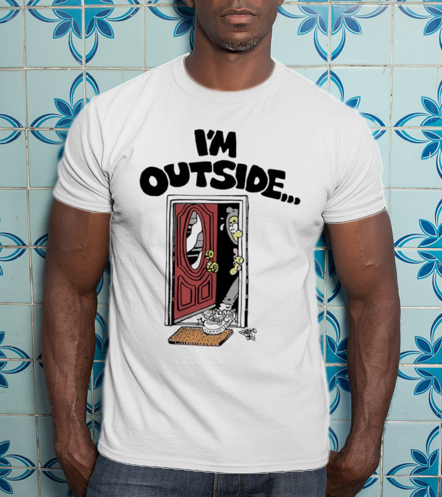 Frko I'm Outside Grim Reaper Door Comic T-Shirt