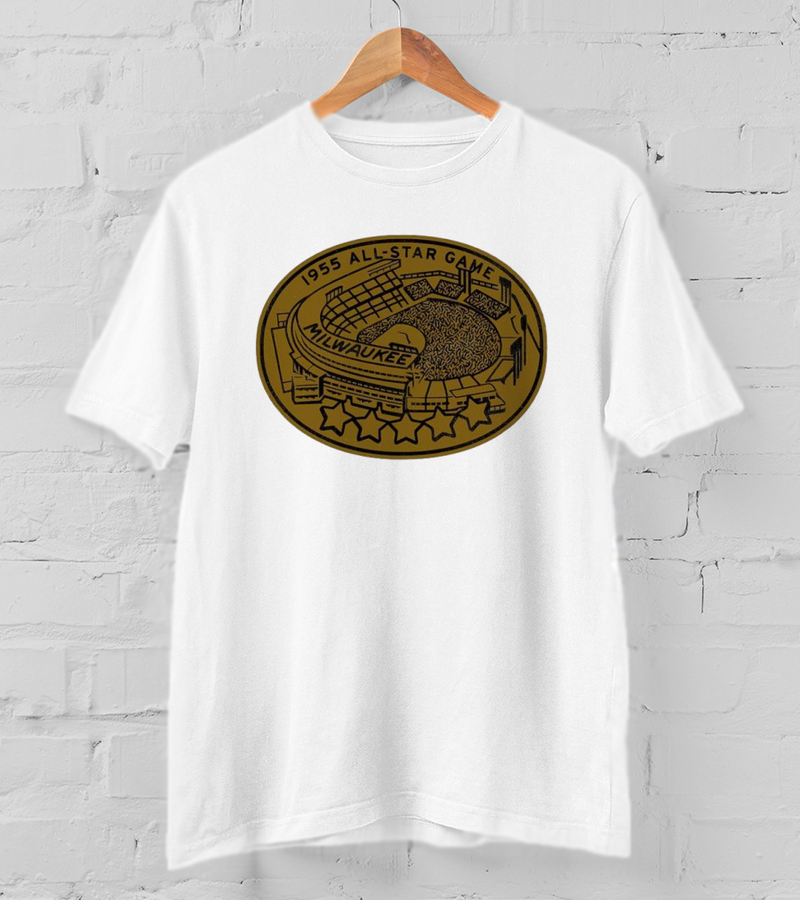 Milwaukee 1955 All-Star Game Stadium Five Stars Emblem T-Shirt