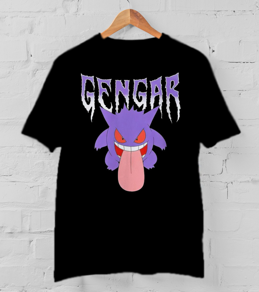 Pokemon Gengar Metal Typography Purple Monster T-Shirt