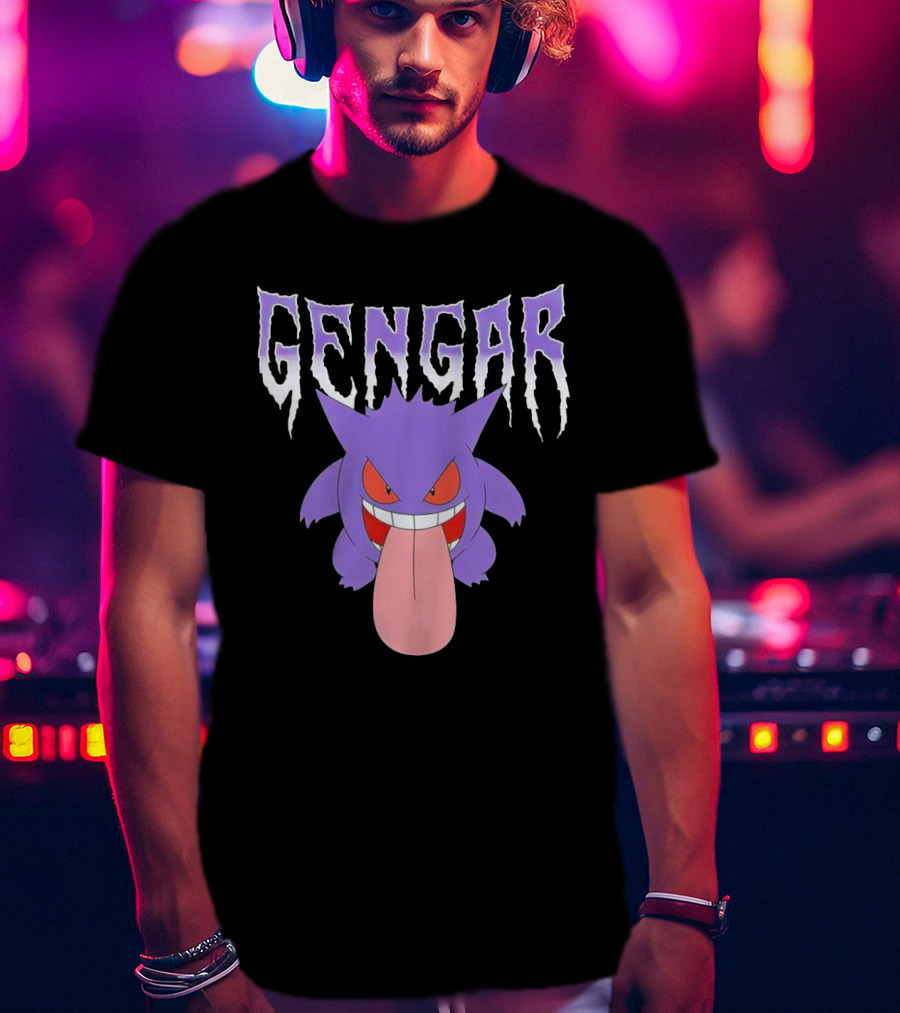 Pokemon Gengar Metal Typography Purple Monster T-Shirt