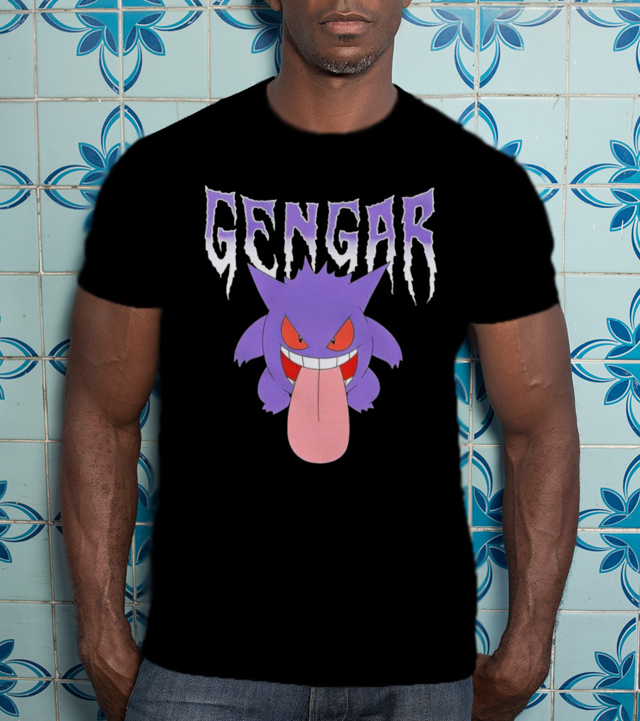 Pokemon Gengar Metal Typography Purple Monster T-Shirt
