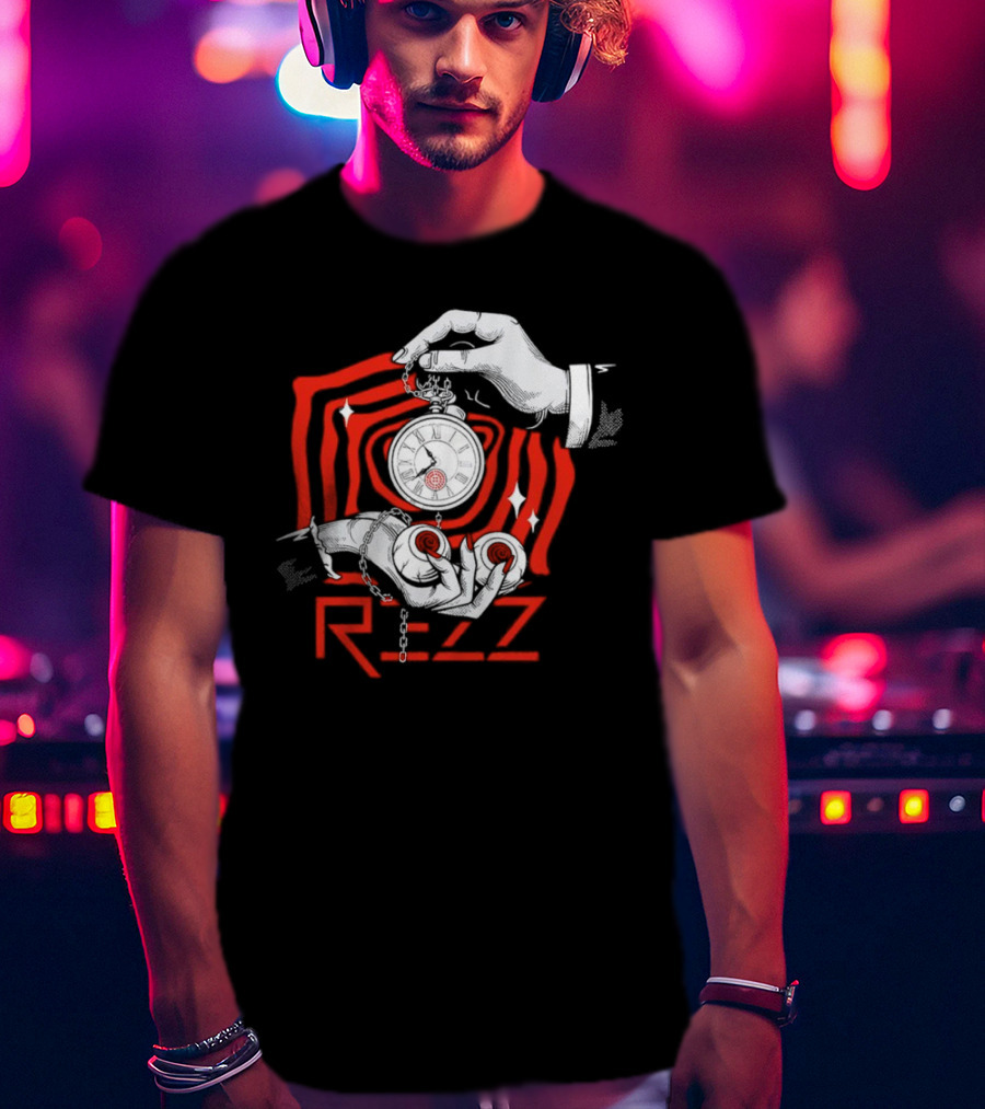 Rezz Hypnotic Timepiece Artwork With Pocket Watch And Optical Illusion T-Shirt